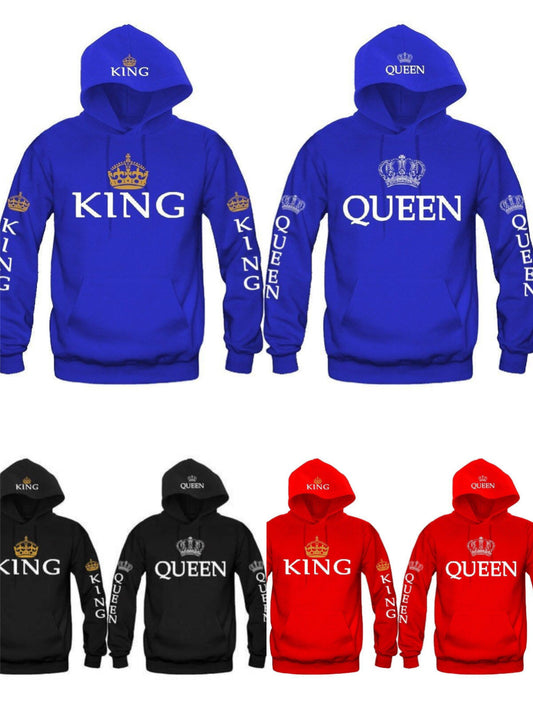 Blue King & Queen Hoodies Unbranded