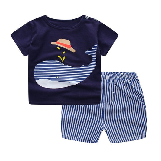 Cartoon Clothing Baby Boy Summer Clothes T-shirt Baby Girl Casual Clothing Sets Kaps B International