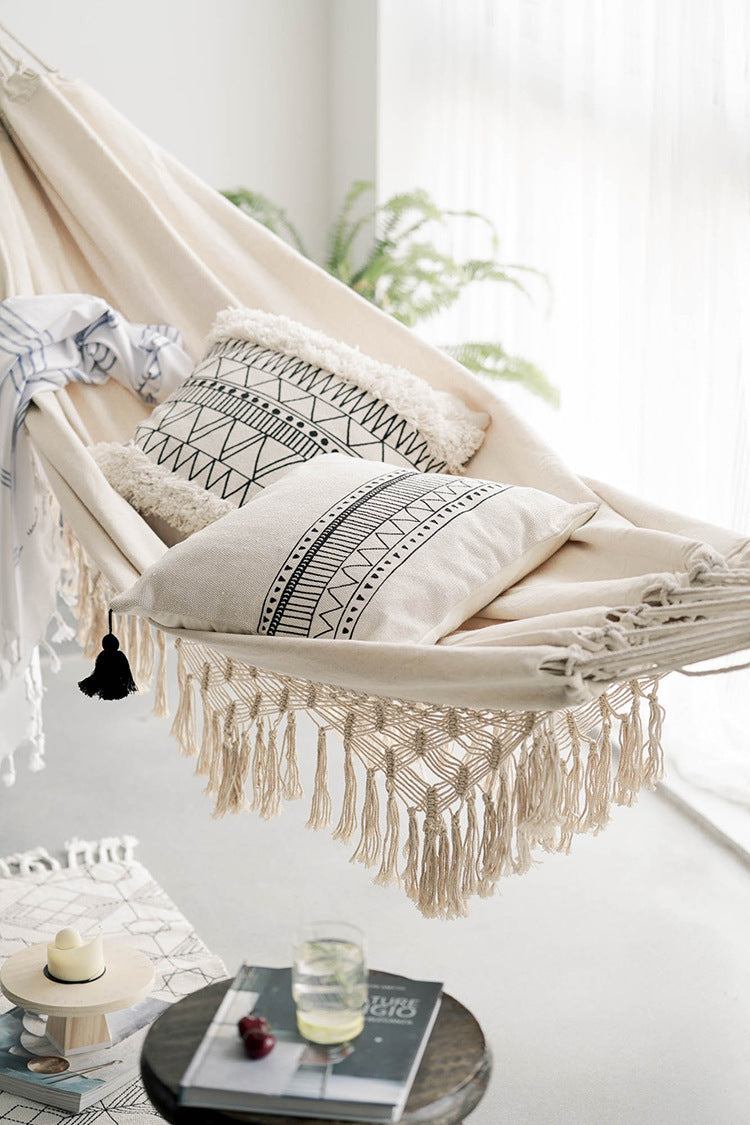 Large 2 Person Hammock Boho Style Brazilian Macrame Fringed Deluxe Double Hammock Net Swing Chair Indoor Hanging Swing Unbranded