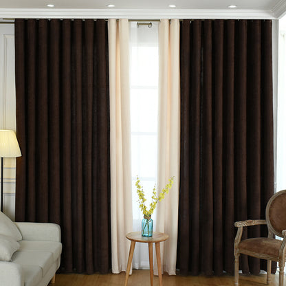 Factory direct stitching simple solid chenille curtain high shading curtain finished living room bedroom curtains Unbranded