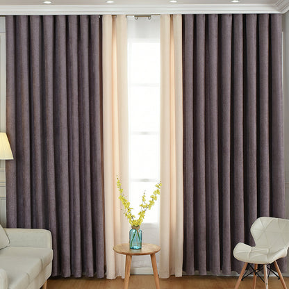 Factory direct stitching simple solid chenille curtain high shading curtain finished living room bedroom curtains Unbranded