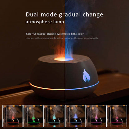 Flame Humidifier Aromatherapy Diffuser 7 Colors Light Home Air Humidifier 130ML USB Room Fragrance Essential Oil Diffuser Kaps B International