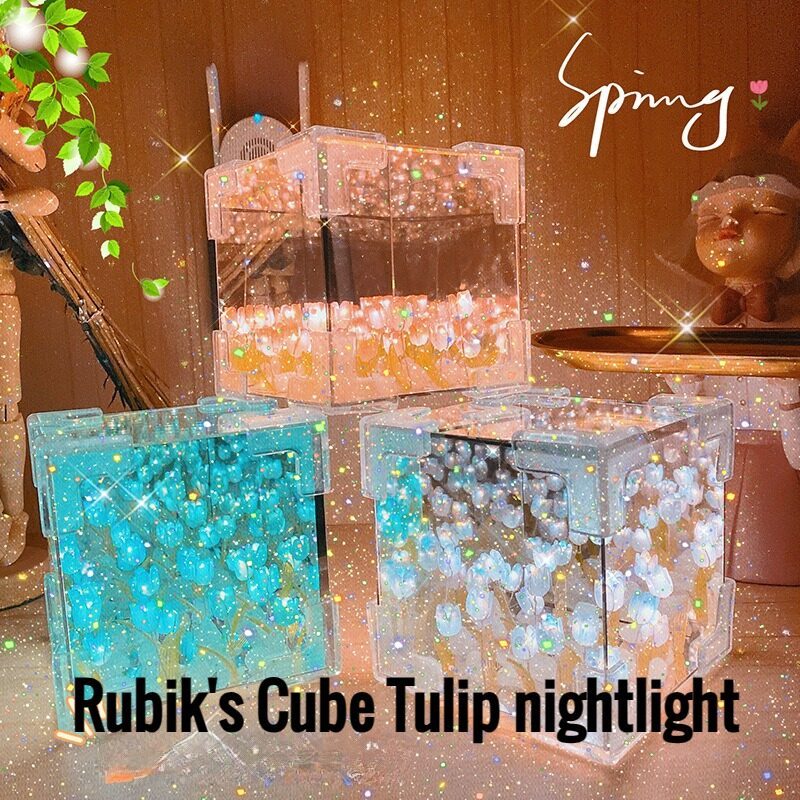 Handmade DIY Tulip Flower Small Night Light Romantic Gift For Girlfriend Mirror Lamp DIY Material Pack Atomsphere Decoration Home Decor Unbranded