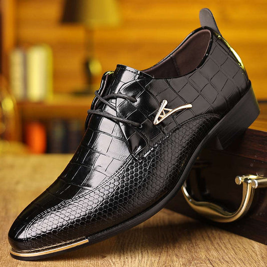 Men's Plus Size Leather Shoes Pointed-toe Fashion Business Formal Men's Shoes Barber Shoes Kaps B International