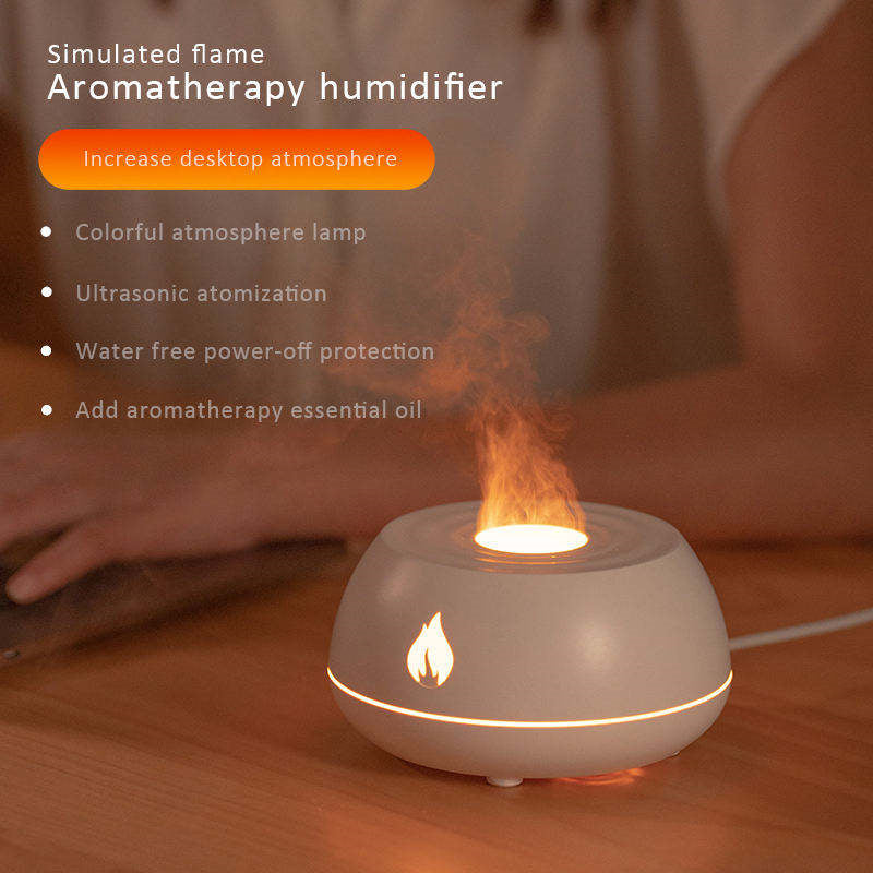 Flame Humidifier Aromatherapy Diffuser 7 Colors Light Home Air Humidifier 130ML USB Room Fragrance Essential Oil Diffuser Kaps B International