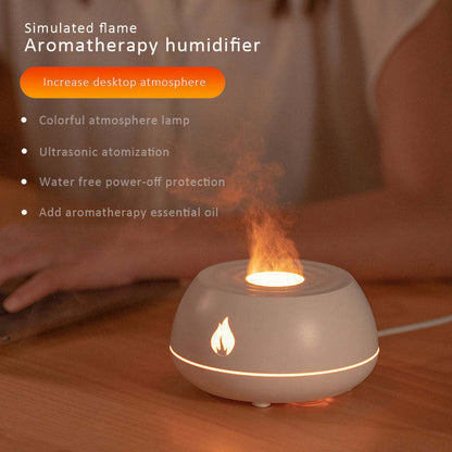 Flame Humidifier Aromatherapy Diffuser 7 Colors Light Home Air Humidifier 130ML USB Room Fragrance Essential Oil Diffuser Kaps B International