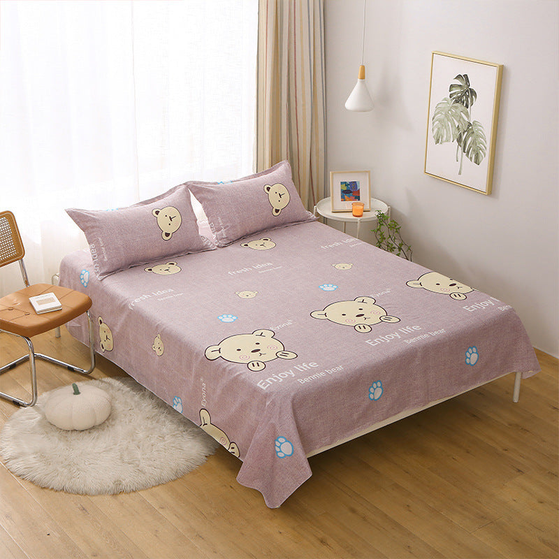 Single Double Bed Cartoon Bed Sheets Single Piece Unbranded