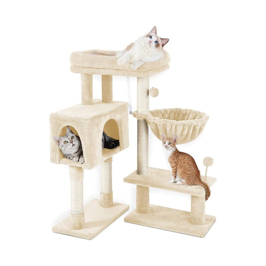 Floofi 97cm Adjustable Base Plush Cat Tree Beige FLOOFI