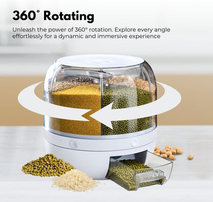 GOMINIMO 6 in 1 Rotating 360° Grain Dispenser with Lid White GOMINIMO