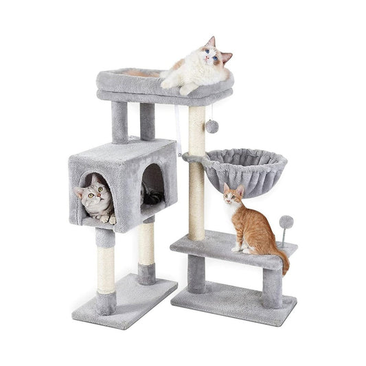 Floofi 97cm Adjustable Base Plush Cat Tree Light Grey FLOOFI