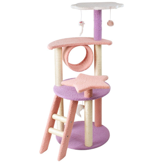 Floofi 101cm Galaxy Plush Cat Condo Cat Tree Pink Purple FLOOFI