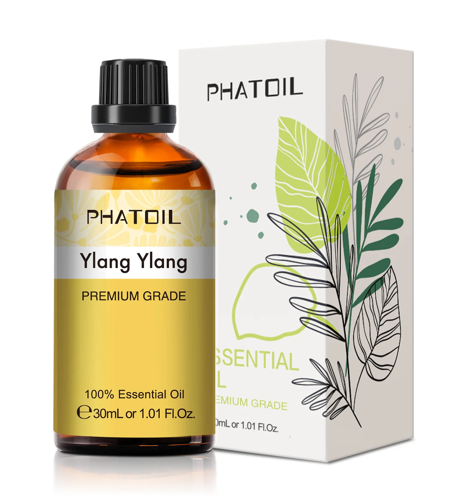 PHATOIL 100ML Ylang Ylang Essential Oil, Premium Essential Oils for Diffuser, Humidifier, 3.38fl.oz Scented Oils for Soap, Candle Making… PHATOIL