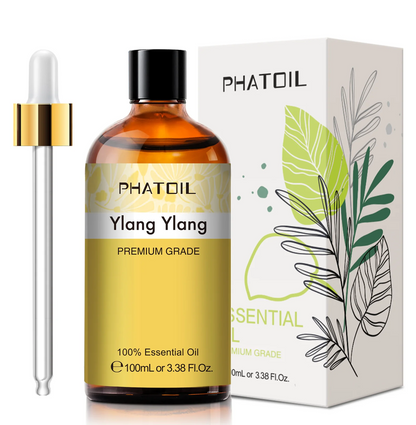 PHATOIL 100ML Ylang Ylang Essential Oil, Premium Essential Oils for Diffuser, Humidifier, 3.38fl.oz Scented Oils for Soap, Candle Making… PHATOIL